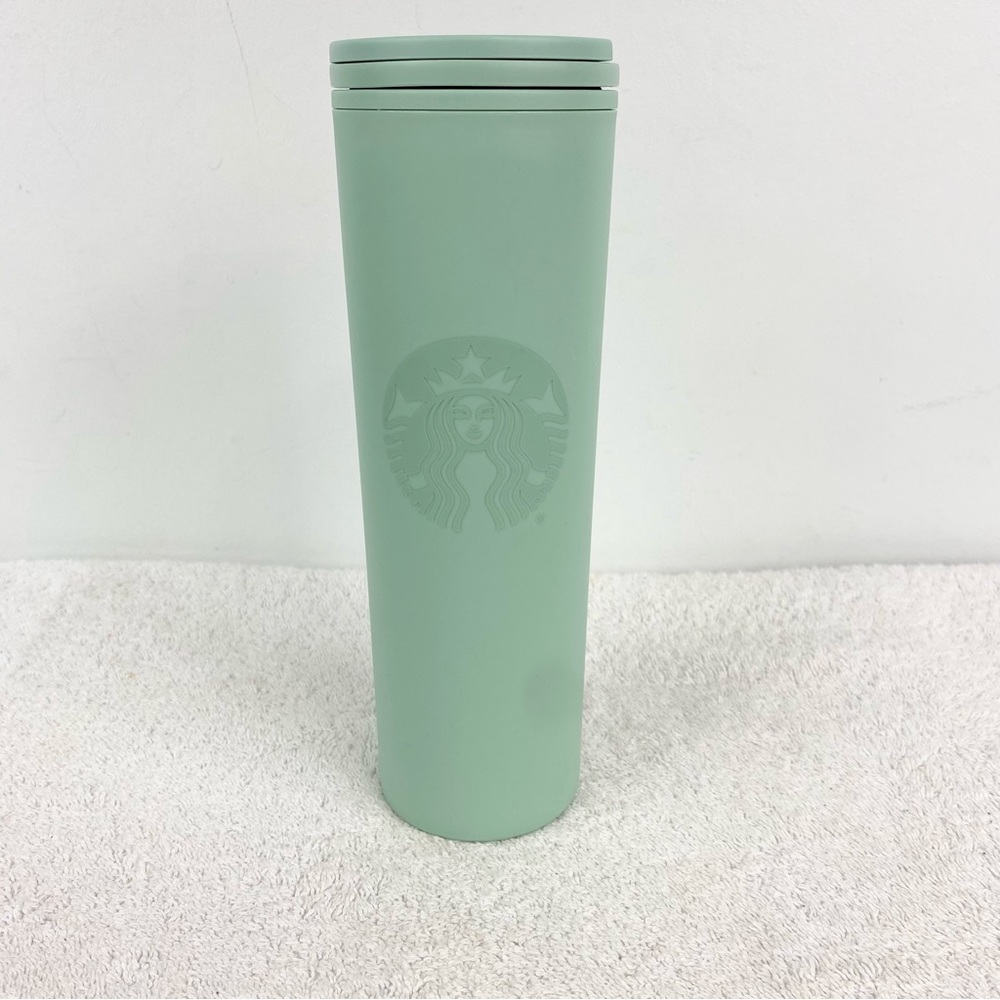 STARBUCKS WINTER 2021 MATTE TEAL RECYCLED PLASTIC HOT TUMBLER 16 OZ